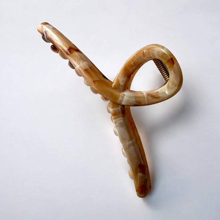 Large Bow Claw Hair Clip - Caramel - Caramel