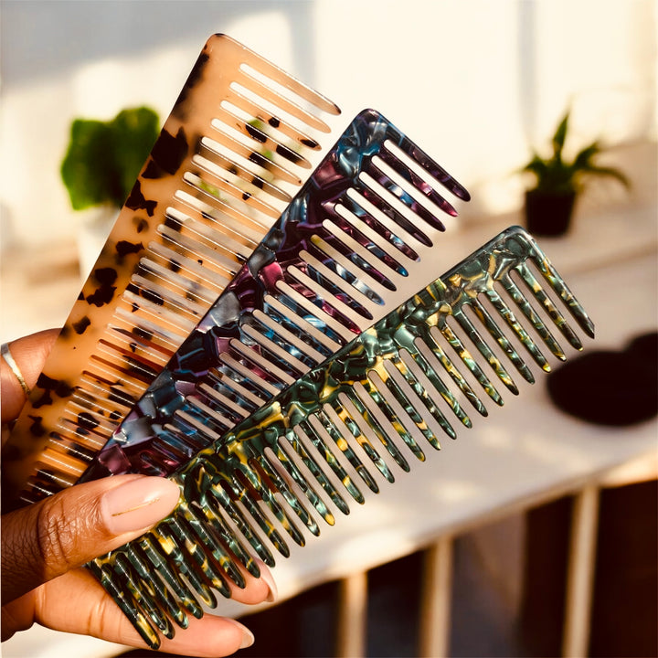 Decorative Acetate Seamless Comb - Green