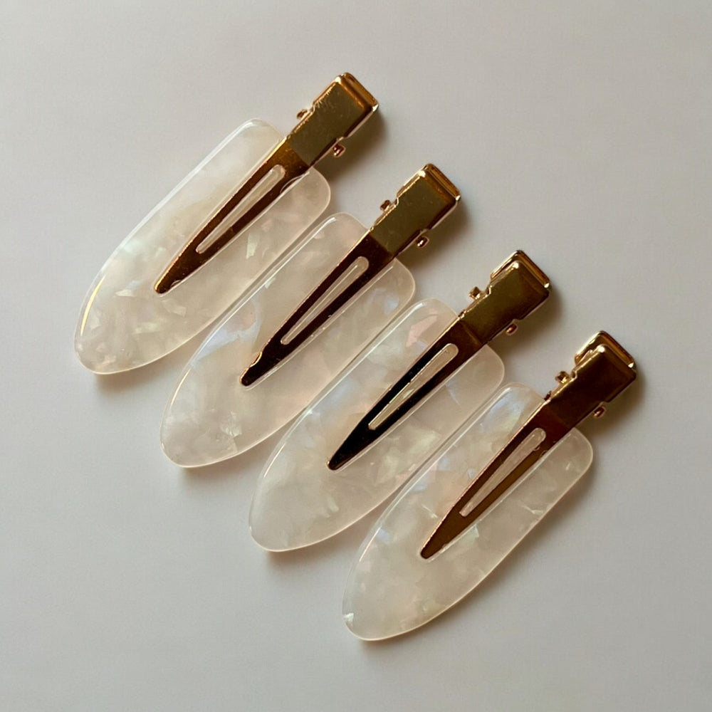 White pearl no-crease hair clips