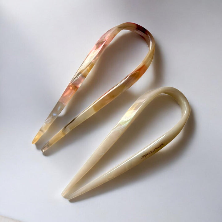 Blush marble French hair pin set of two