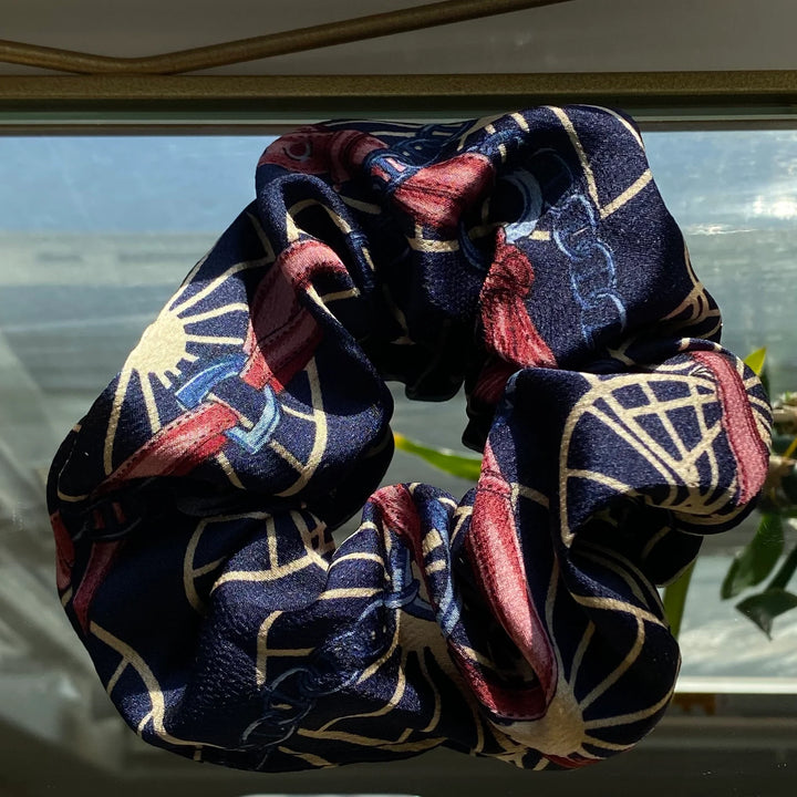 Chiffon Scrunchies - 4 Pack | Gold Chain Pattern