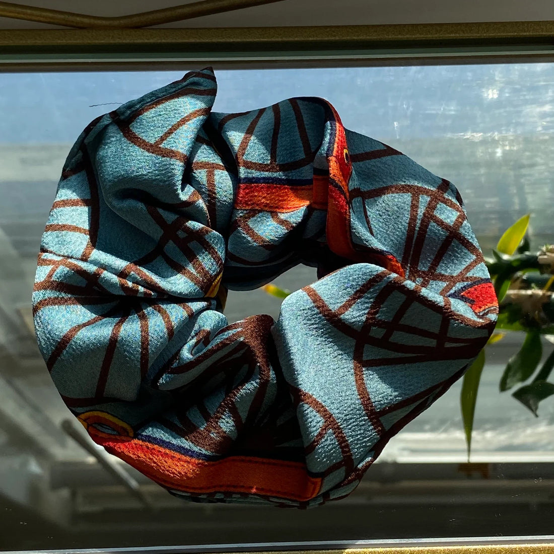 Chiffon Scrunchies - 4 Pack | Gold Chain Pattern